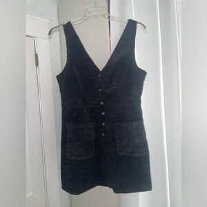 Black Corduroy Button-Down Dress